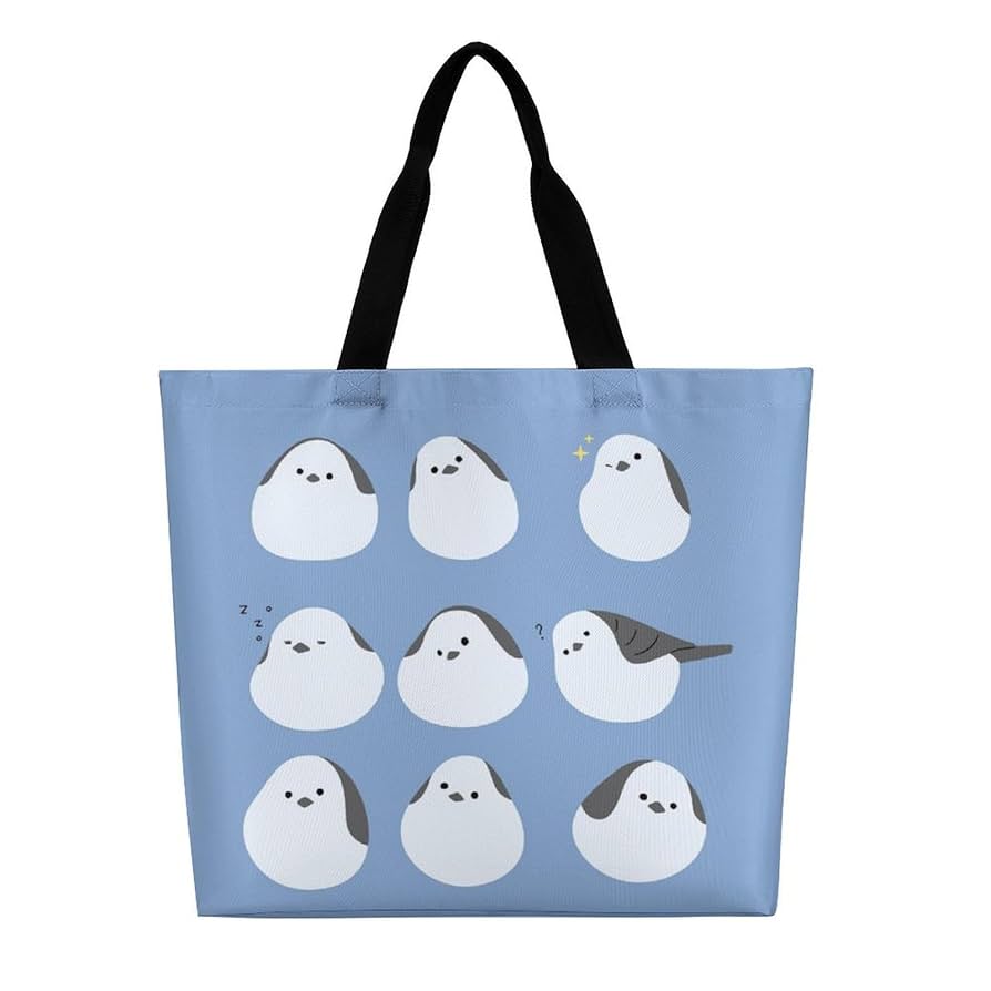 シマエナガトートバッグ A4トートバッグ シマエナガ キノエダしまだ イエロー 可愛い